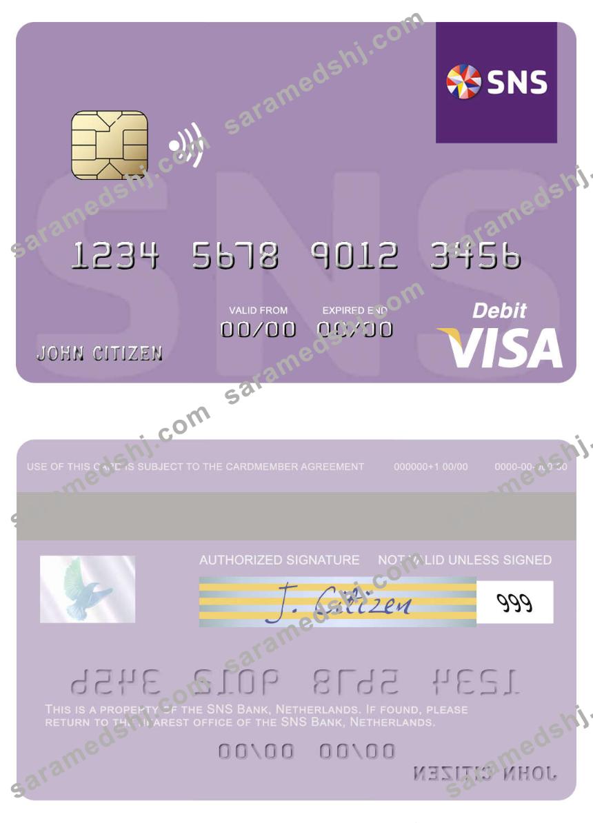 Netherlands SNS Bank visa debit card